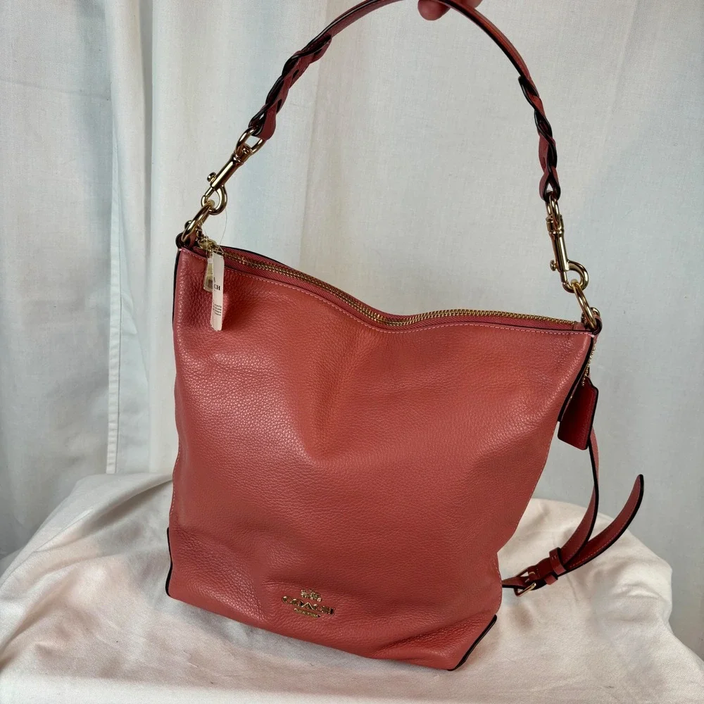 Coach‎ Abby Duffle Rose Petal Pink Pebbled Leather Shoulder Bag F31507 NEW